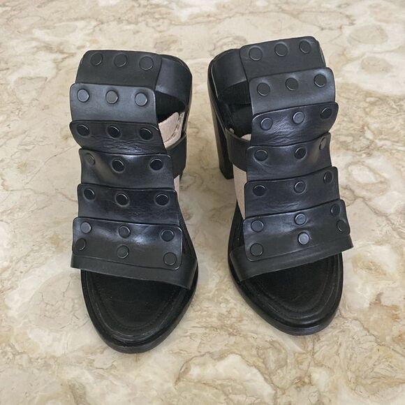 Rag & Bone Deane Leather T-Strap Sandals Stacked Heel - Picture 5 of 16